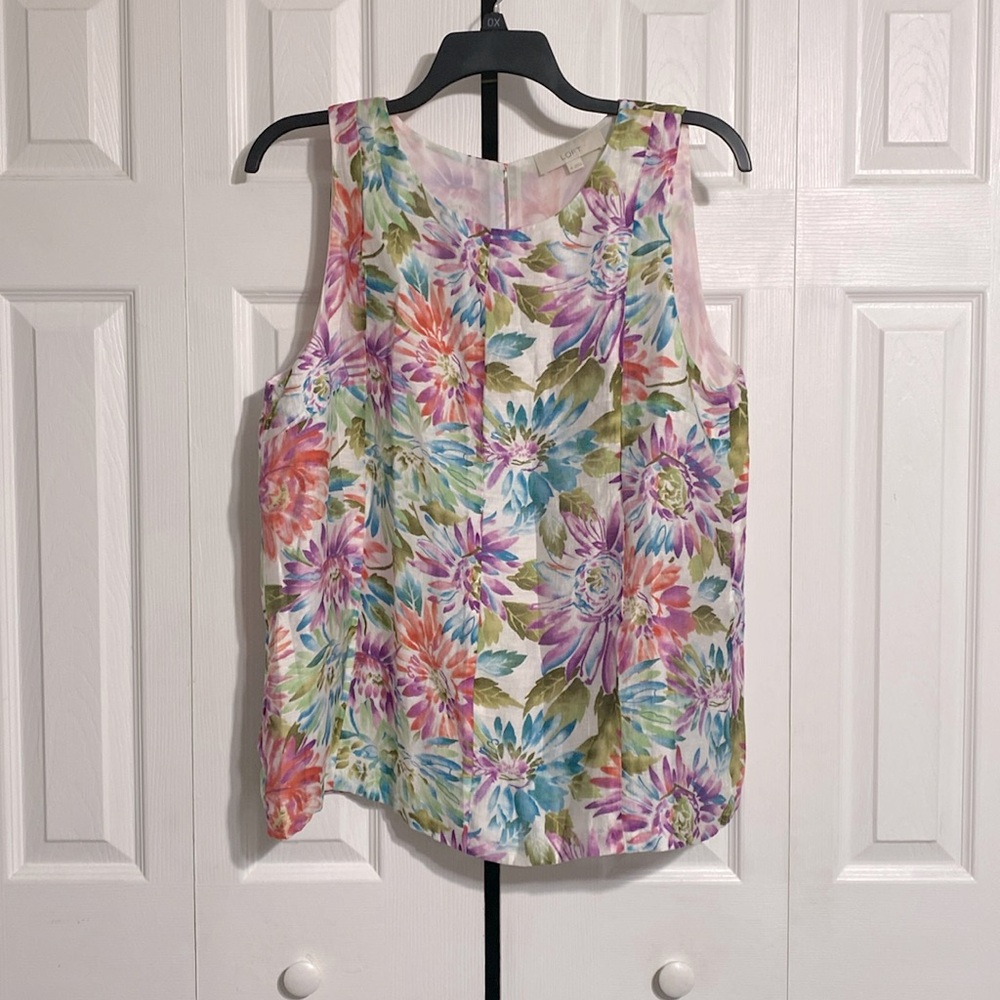 LOFT Floral Sleeveless Blouse - Multicolor